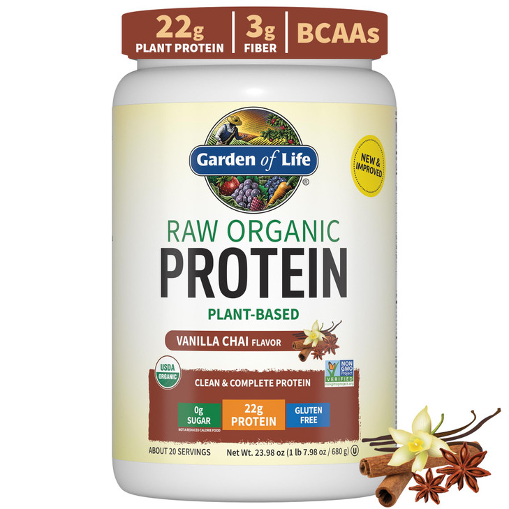 Garden of Life Organic Vegan Protein Powder, Plant Based & BCAAs, Organic