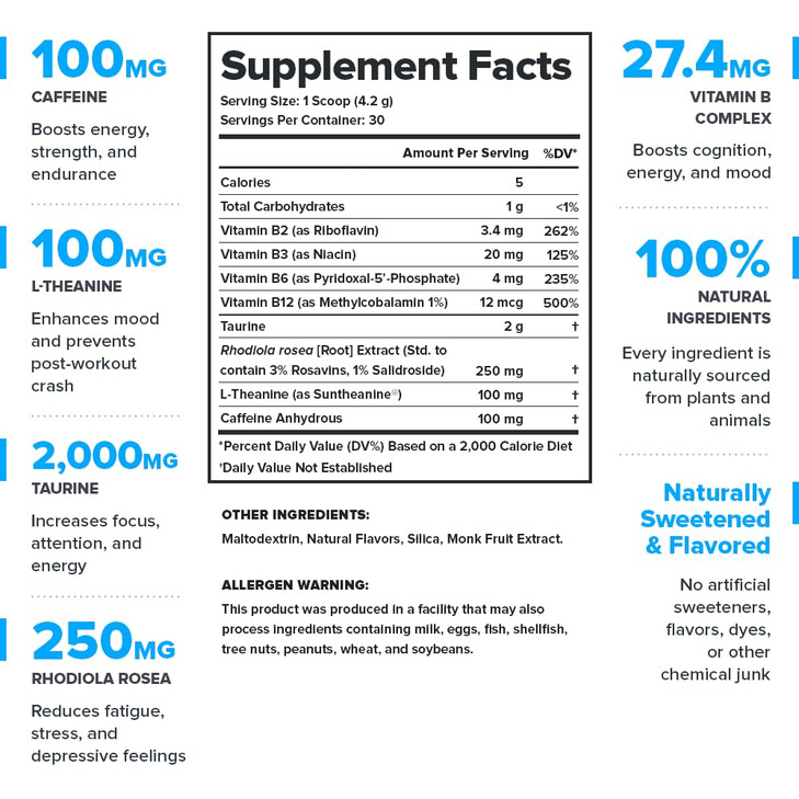 LEGION Energy Supplement - Unflavored Energy Drink Powder