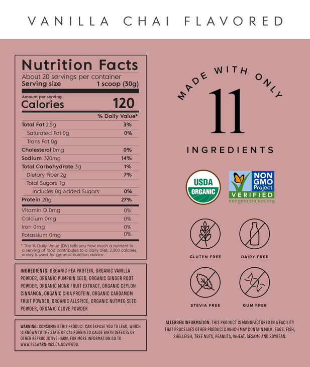 Truvani Vegan Pea Protein Powder - Vanilla Chai