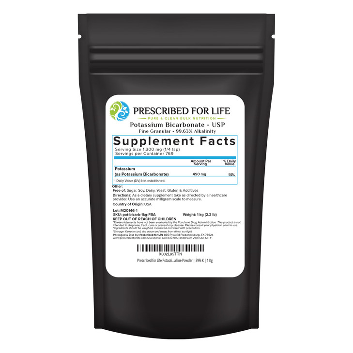 Prescribed for Life Potassium Bicarbonate Powder, Pure USP & Food Grade