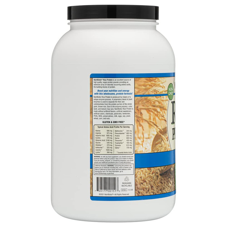NutriBiotic Plain Rice Protein, 3 Lb (1.36kg)