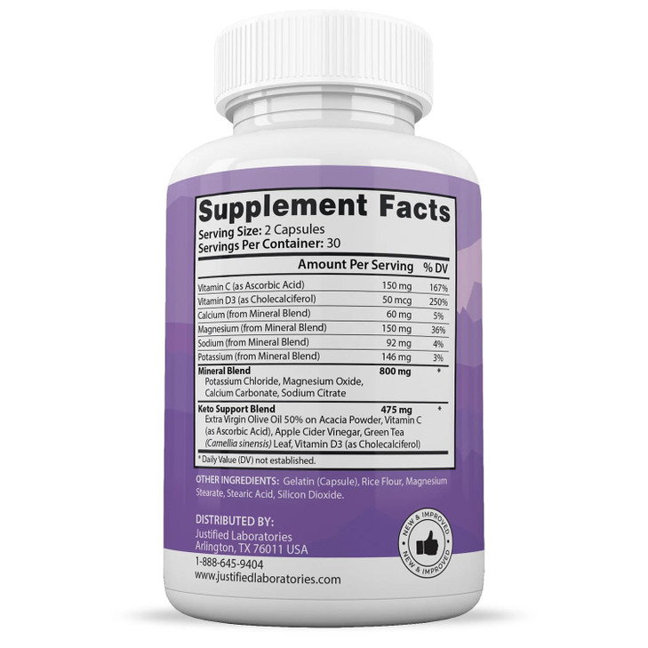Justified Laboratories (2 Pack Ultra Fast Pure Keto Boost Pills 1275MG New &