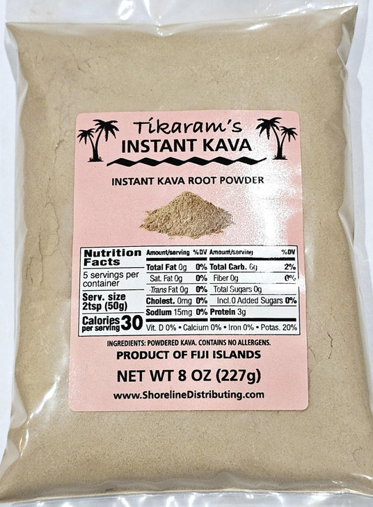 Tikaram's Instant Kava Powder, Fiji Waka, Noble Kava Root, 1/2 lb (8oz)-Fiji