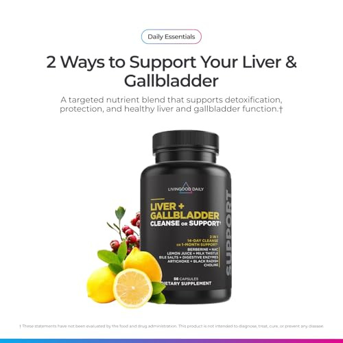 Livingood Daily Liver & Gallbladder Cleanse or Support Supplement with Milk
