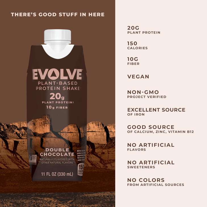 Evolve Plant Based Protein Shake, Double Chocolate, 20g Vegan Protein, Dairy