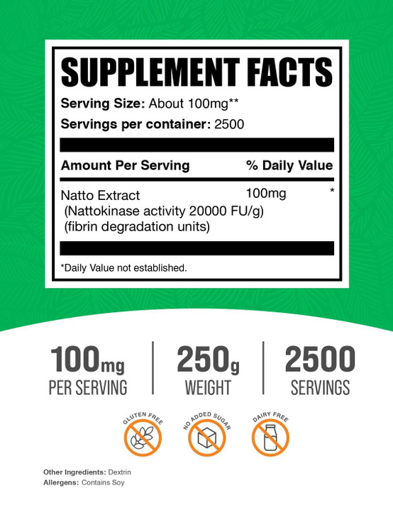 BulkSupplements.com Nattokinase 2000 FU Powder