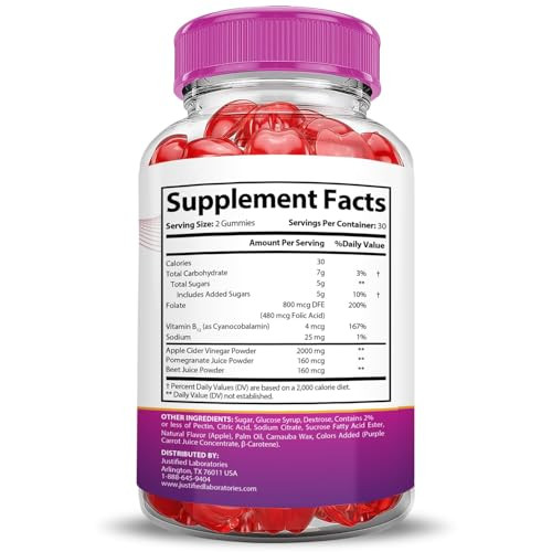 Justified Laboratories (5Pack Ripped Results Keto ACV Gummies Extreme 2000MG
