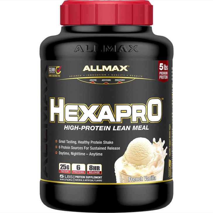 ALLMAX HEXAPRO, French Vanilla - 5 lb - 25 Grams of Protein Per Serving