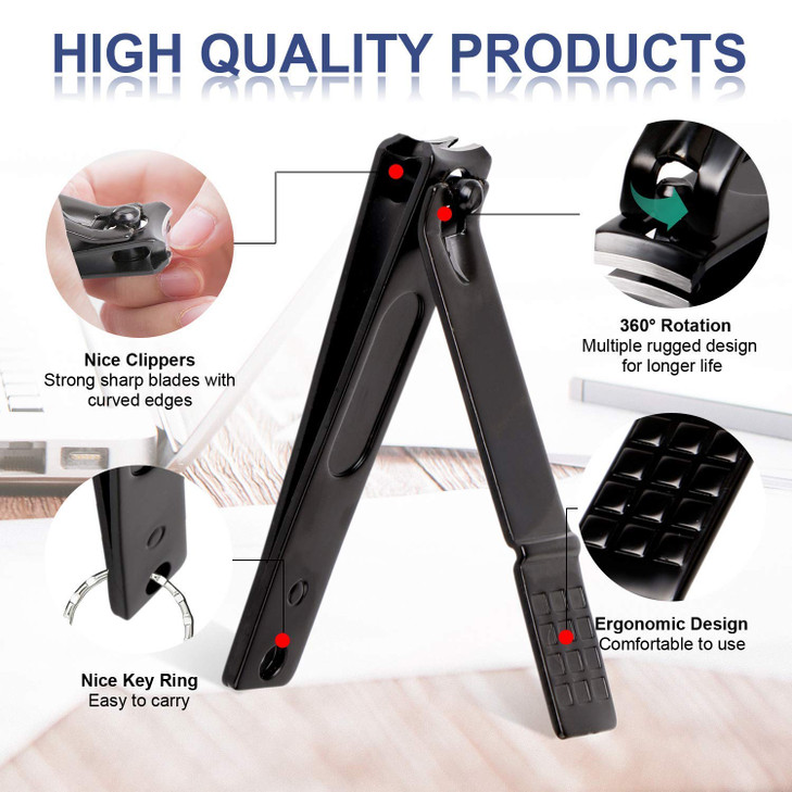 Manicure Set Professional Pedicure Kit Nail Clippers Set Steel Black 7 in 1 Grooming Kit Nail Scissors Cutter Ear Pick Tweezers Scissors Eyebrow Nail