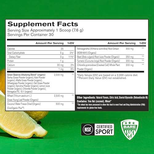 BARE PERFORMANCE NUTRITION, BPN Strong Greens Superfood Powder, Improved