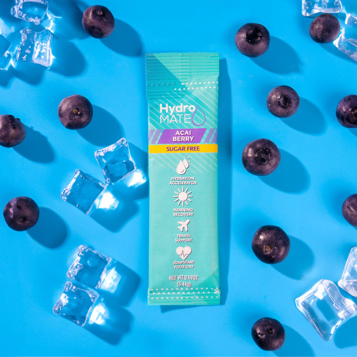 Electrolyte Powder Sugar-Free Hydration Packets Acai Berry HydroMATE 30 Sticks