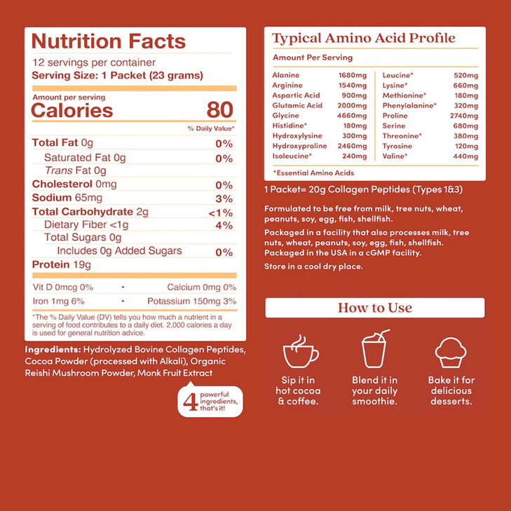Further Food Chocolate Collagen Peptides Powder with Reishi Mushroom