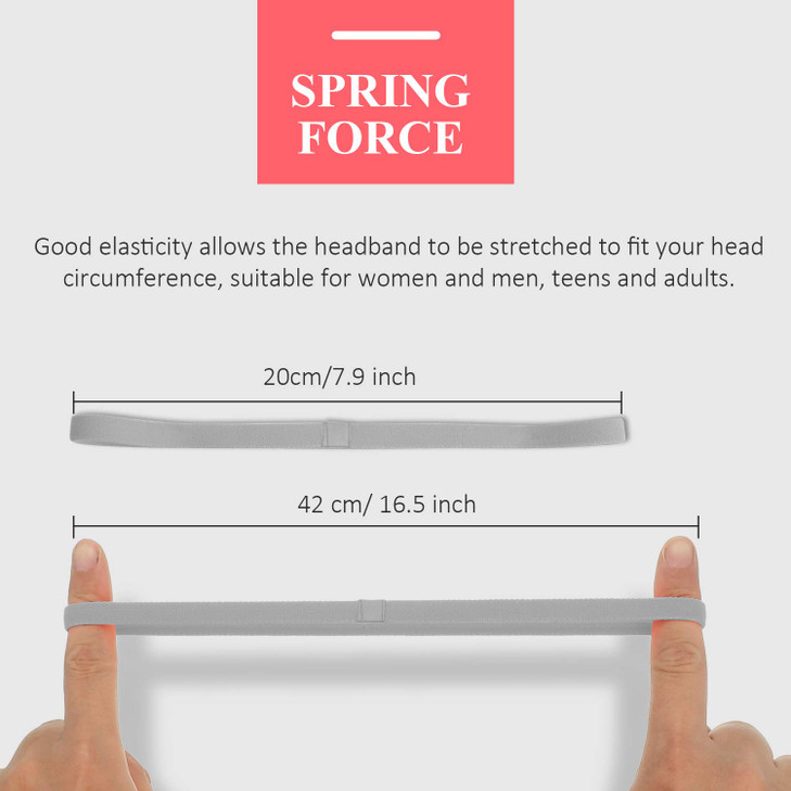 Bememo 4 Pieces Thick Non-Slip Elastic Sport Headbands Hair Headbands for Women and Men (Black, Gray, White)