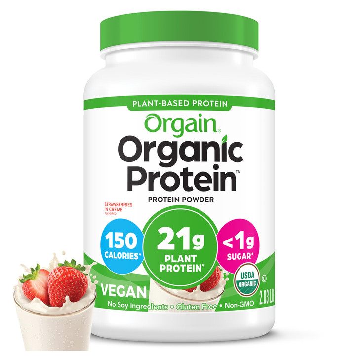 Orgain Organic Vegan Protein Powder, Strawberries & Cream