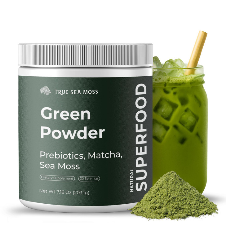 TrueSeaMoss Super Greens Powder with Matcha for Digestive & Gut Health