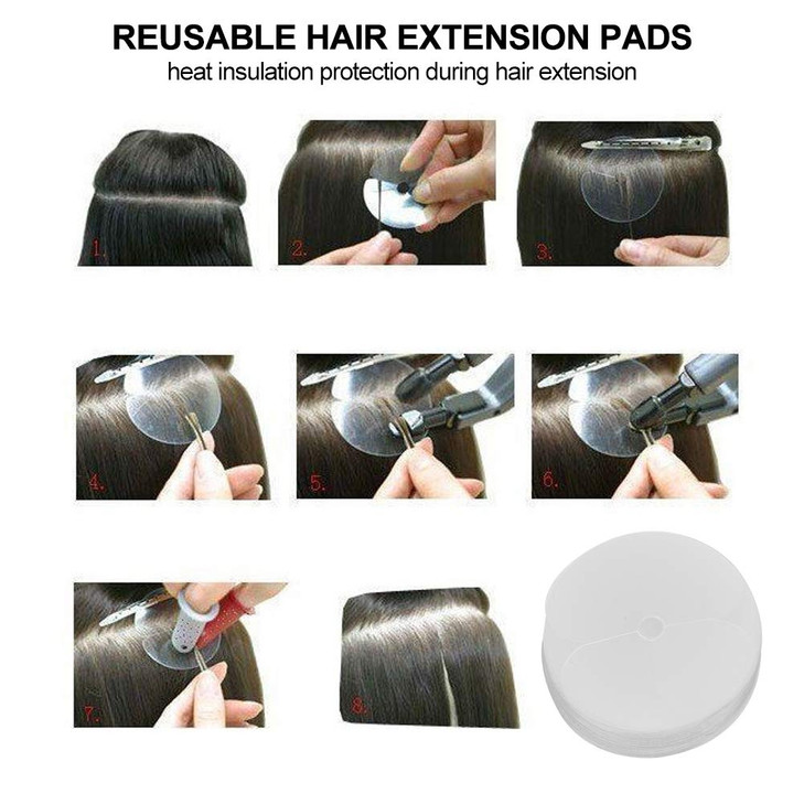 50pcs Single Hole Round Spacer Template, Heat Shield Guards for Hair Extension Bonding, Guards Hair Extension Tool, for Salon Hair Extension Bonding