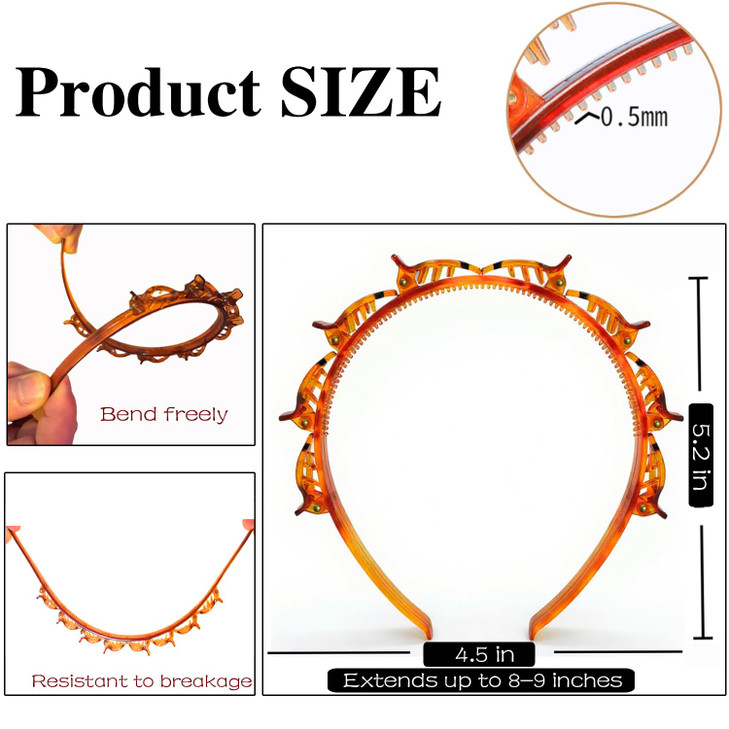 JASSINS 2 Pcs Bangs Hairstyle Hairpin Headband, Professional Weave Bangs Clip, Toothed Headband Braid Tool, Women Girls Fashion Hair Accessories (Bla