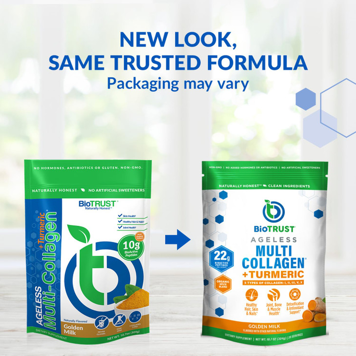 BioTrust Collagen Powder with Turmeric - 5 Types (I, II, III, V, X)