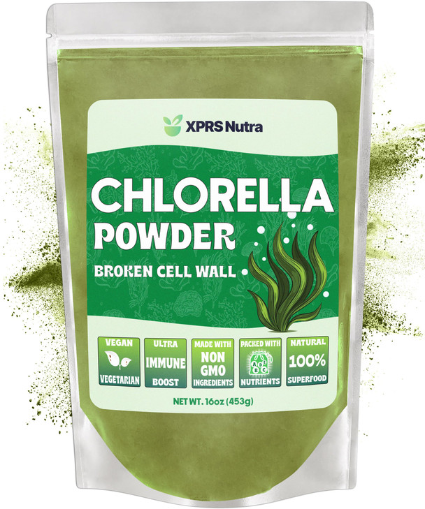 XPRS Nutra Chlorella Powder - Broken Cell Wall Chlorophyll Powder for Immunity