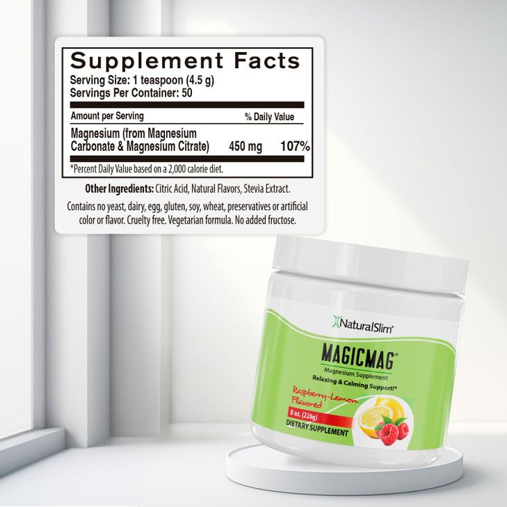 NaturalSlim MagicMag Magnesium Citrate Powder Drink for Relaxation, Stress