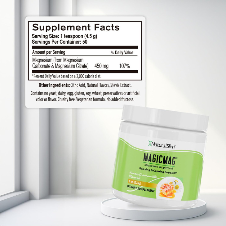 NaturalSlim MagicMag Magnesium Citrate Powder Drink for Relaxation, Stress