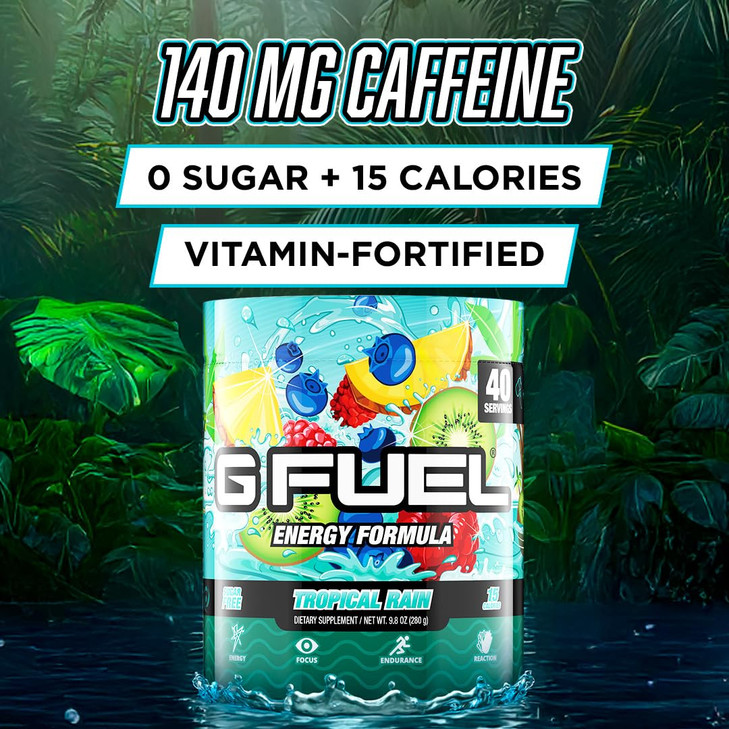 Gamma Labs G Fuel Tropical Rain Energy Drink Powder, Pre Workout Caffeine Mix