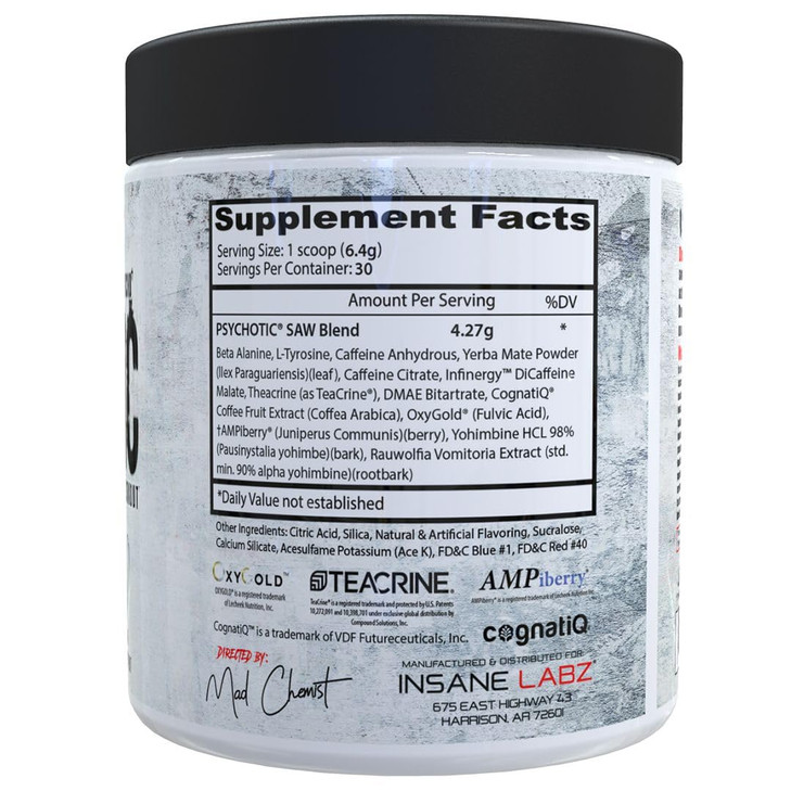 Insane Labz Psychotic Saw, High Stim Pre Workout Powder with OxyGold­