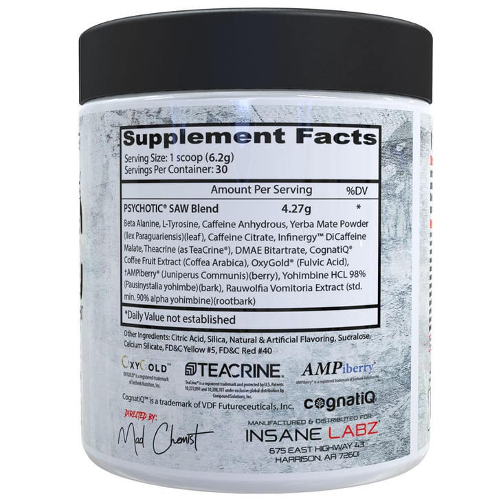 Insane Labz Psychotic Saw, High Stim Pre Workout Powder with OxyGold­