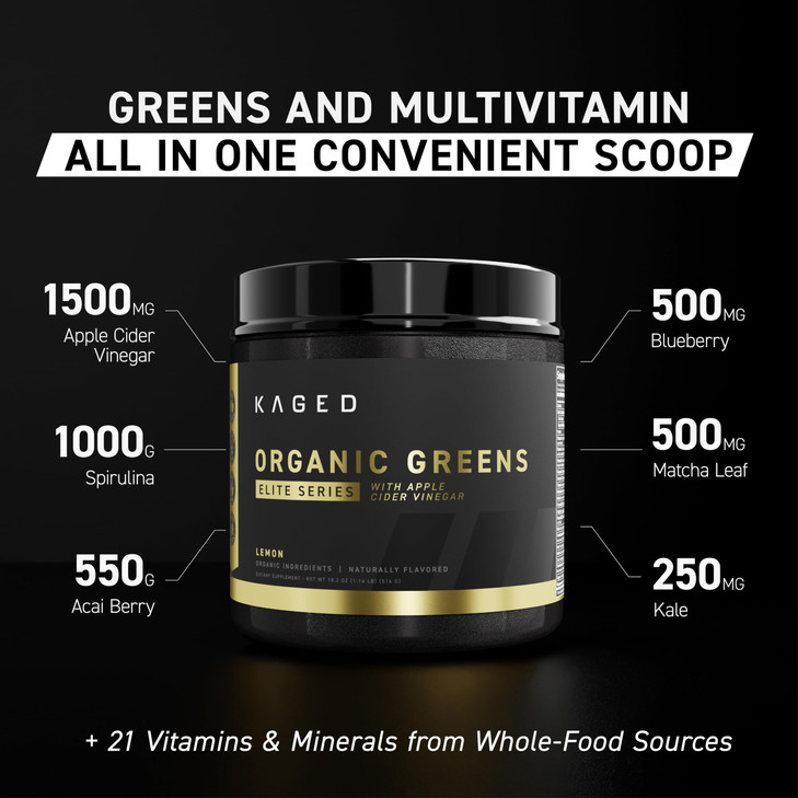 Kaged Organic Greens Elite, Superfood and Greens Powder with Apple Cider