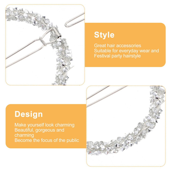 3pcs Rhinestone Bridal Hair Clip,Wedding Metal Hair Pins, Round Circle Hair Clips Bobby Pin Ponytail Holder Hair Accessories for Women