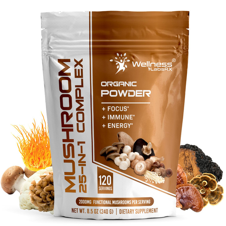 WELLNESS LABSRX Mushroom Powder, 25 in 1 Mushrooms Supplement