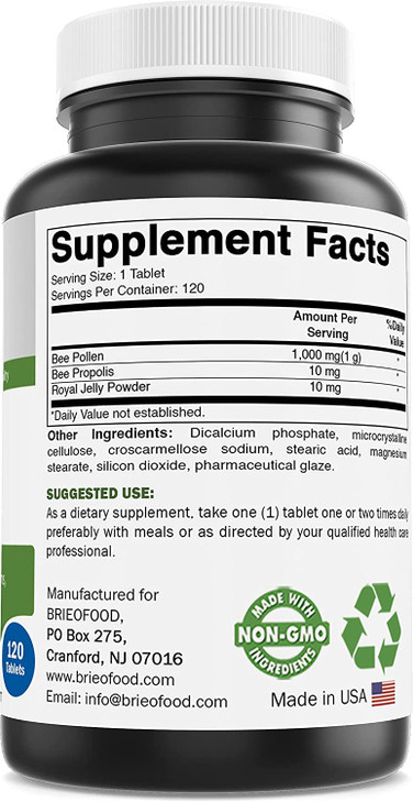 Brieofood Bee Pollen Complex 1000 mg 120 Tablets