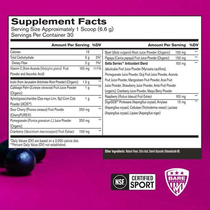 BARE PERFORMANCE NUTRITION, BPN Strong Reds Superfood Powder, Digestive Enzymes