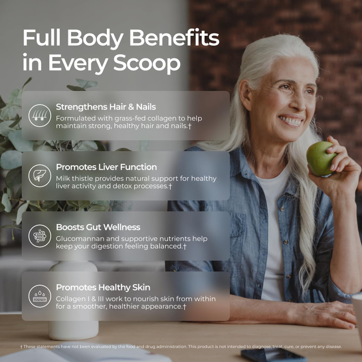 Livingood Daily Collagen Powder for Women & Men, Grass Fed Hydrolyzed Collagen