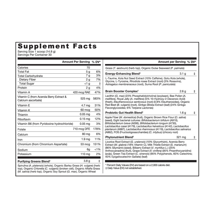 Genuine Health Greens + Extra Energy Superfood Powder, Provides an Immediate
