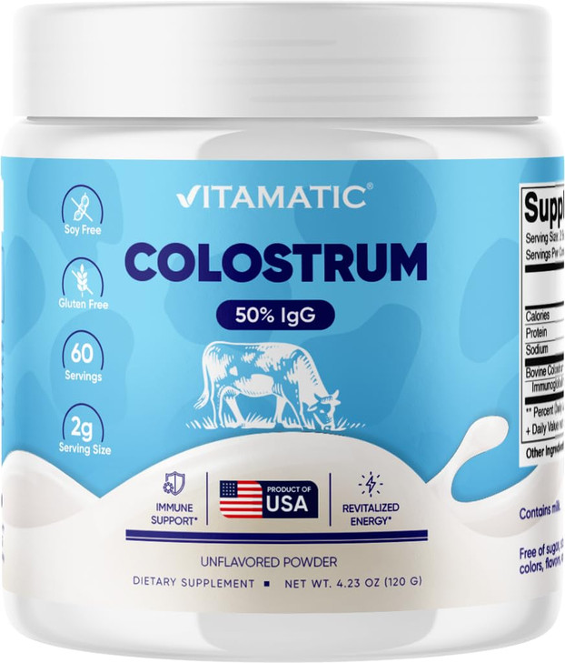 Vitamatic Bovine Colostrum Powder - 50% Highest IgG -120 Gram