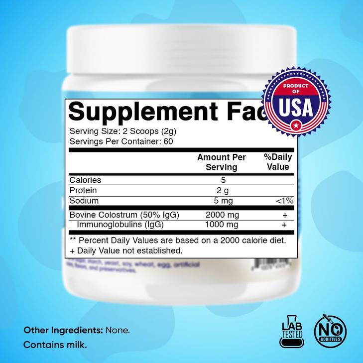 Vitamatic Bovine Colostrum Powder - 50% Highest IgG -120 Gram