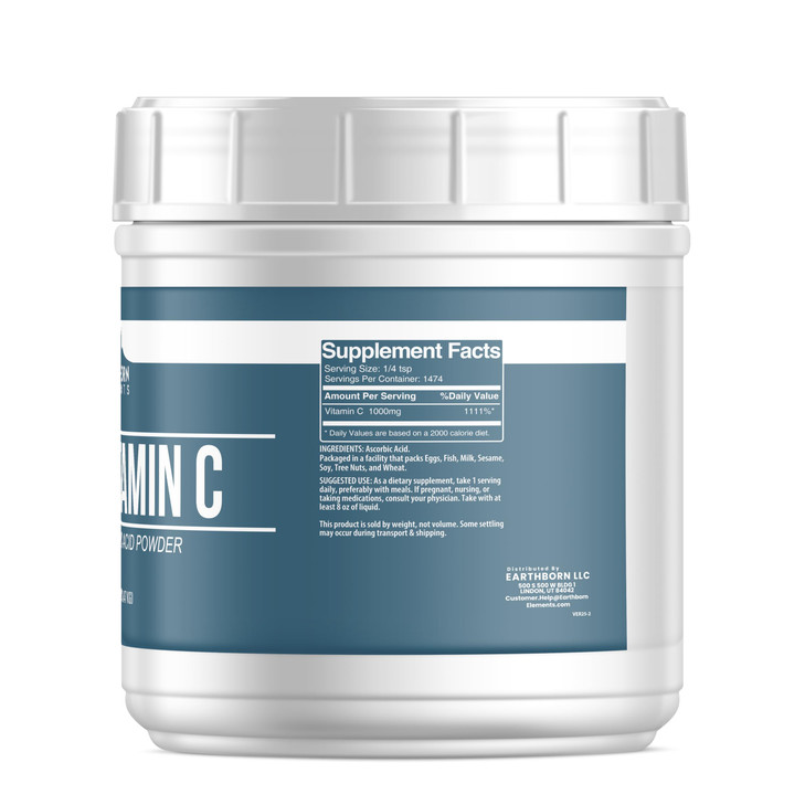 Earthborn Elements Vitamin C Powder 3.25 lb, Ascorbic Acid, Dietary Supplement