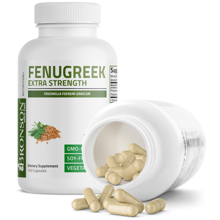 Bronson Fenugreek Seed Powder Capsules Extra Strength, Trigonella