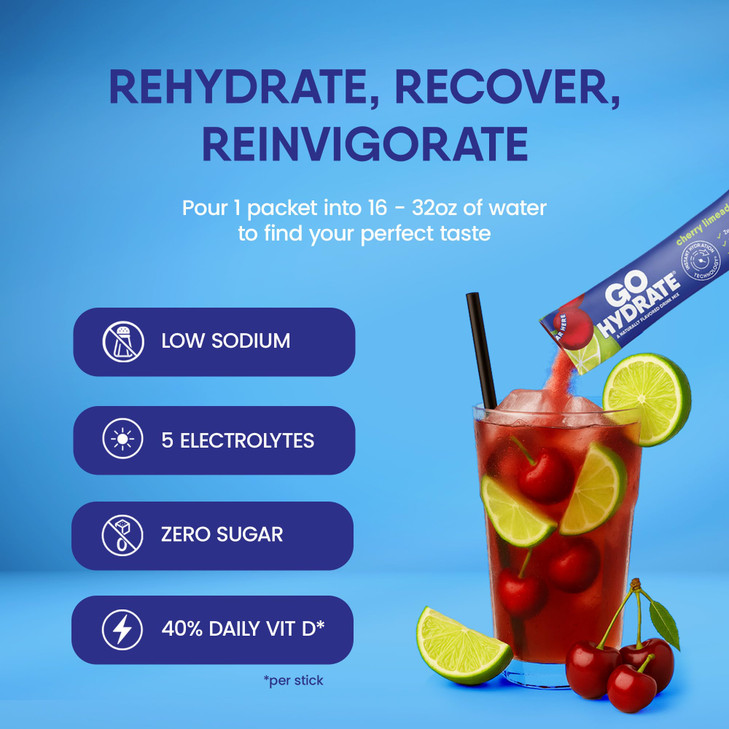 GoHydrate Low Sodium Electrolytes Powder Packets Sugar Free