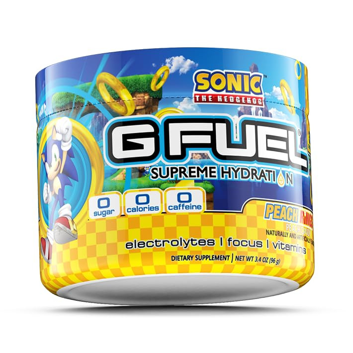 G Fuel Sonic's Peach Rings Supreme Hydration, Electrolyte Powder Mix for Energy