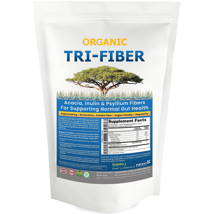 Tri-Fiber Soluble Fiber Powder, Unflavored High Fiber 3-in-1 Soluble Fiber