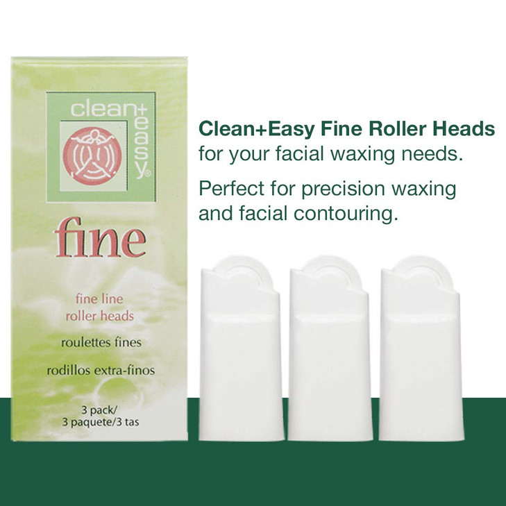 Clean + Easy Fine Line Wax Roller Heads  Roll On Wax Applicator for Precise Hair Removal on Face, Brows & Upper Lip, 3 Pack
