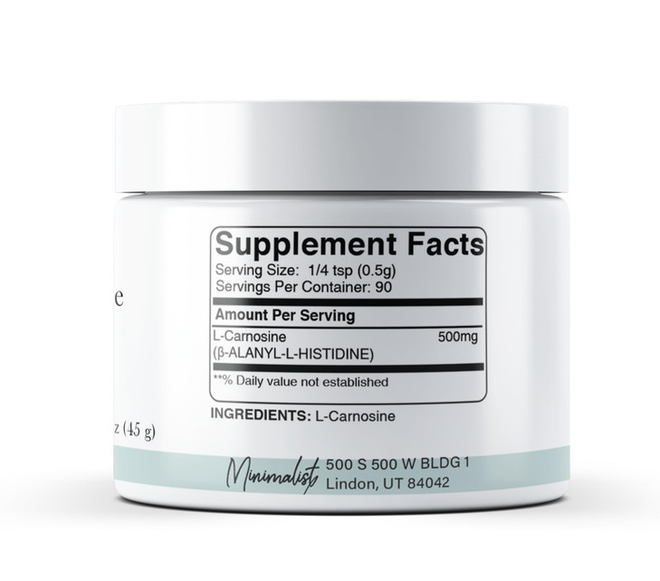 Minimalist L-Carnosine Powder (1.6 oz) No Additives or Fillers, Dietary