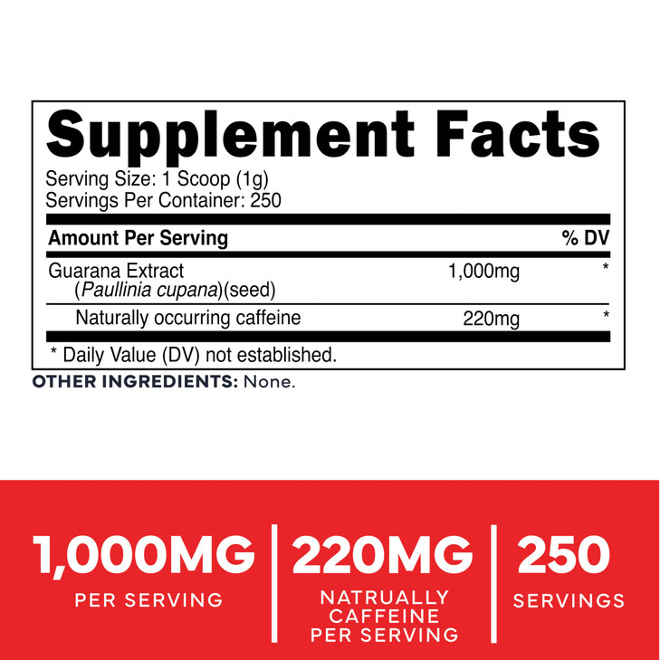 Type Zero Clean Guarana Powder Drink Mix (250 Servings, Unflavored)