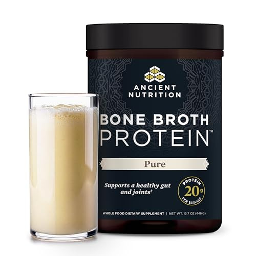 Ancient Nutrition Grass Fed & Cage Free Bone Broth Protein Powder, 20g Protein