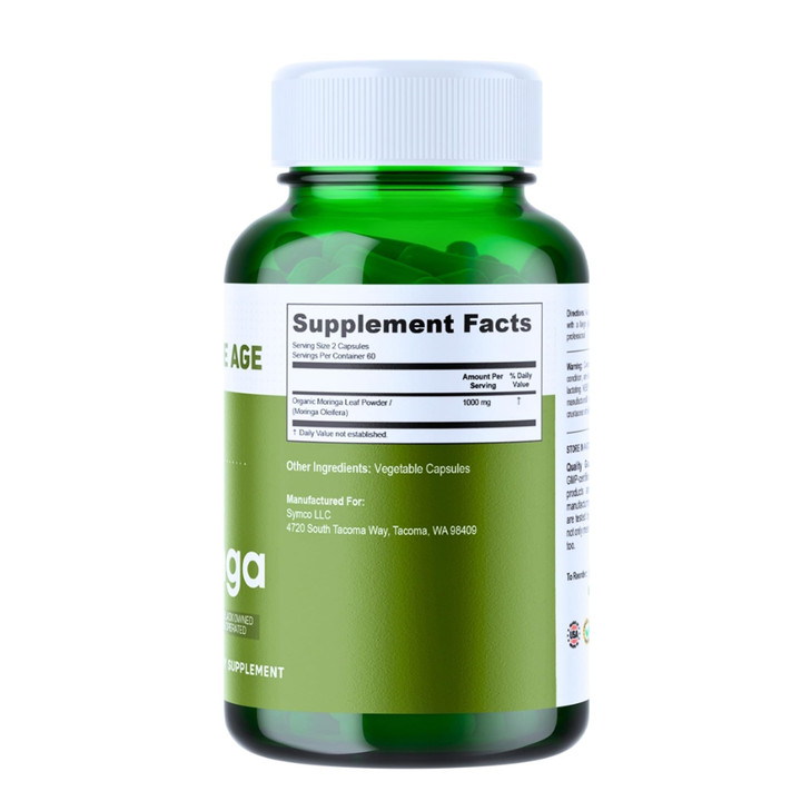 INFINITE AGE 1000mg Organic Moringa Leaf Powder Capsules, 60 Count