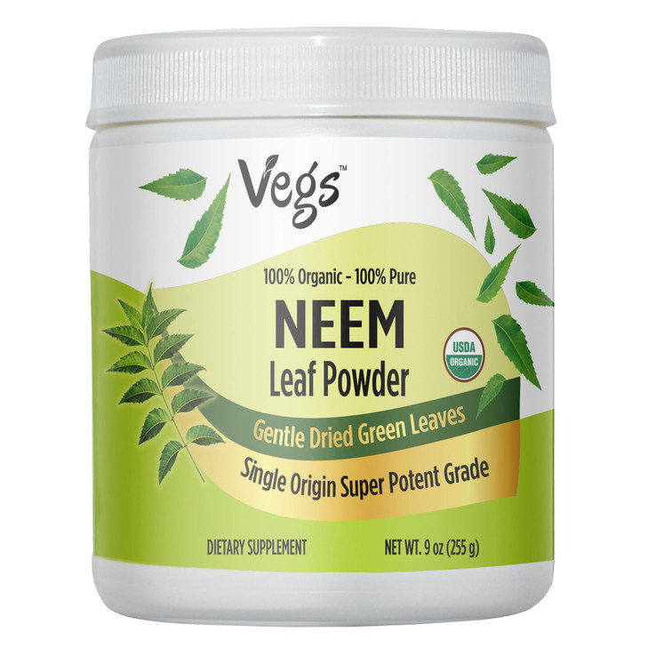 Vegs Organic Neem Leaf Powder - Freeze Dried True Green Neem Leaves Powder