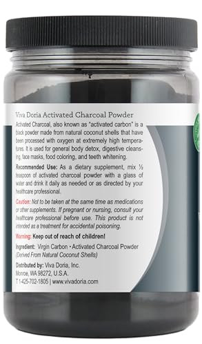 Viva Doria Virgin Activated Charcoal Powder, Coconut Shell Derived, Food Grade