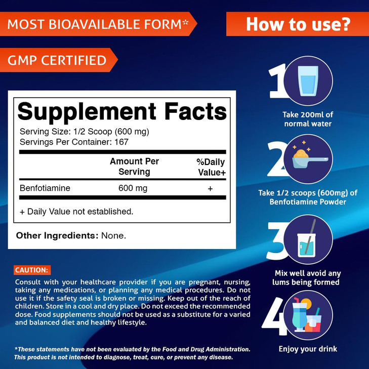 Vitamatic Benfotiamine Pure Powder 600 mg per Serving
